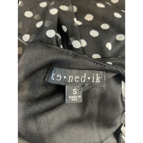 ke•ned•ik sheer polka dot long sleeve V-neck dress Size S - Picture 5 of 7
